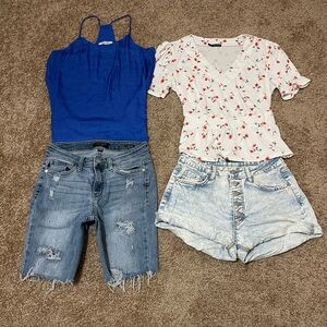 ALL 4pc Bundle Women’s Small 3 4 26’ Judy Blue Jean Shorts & Tops Outfits